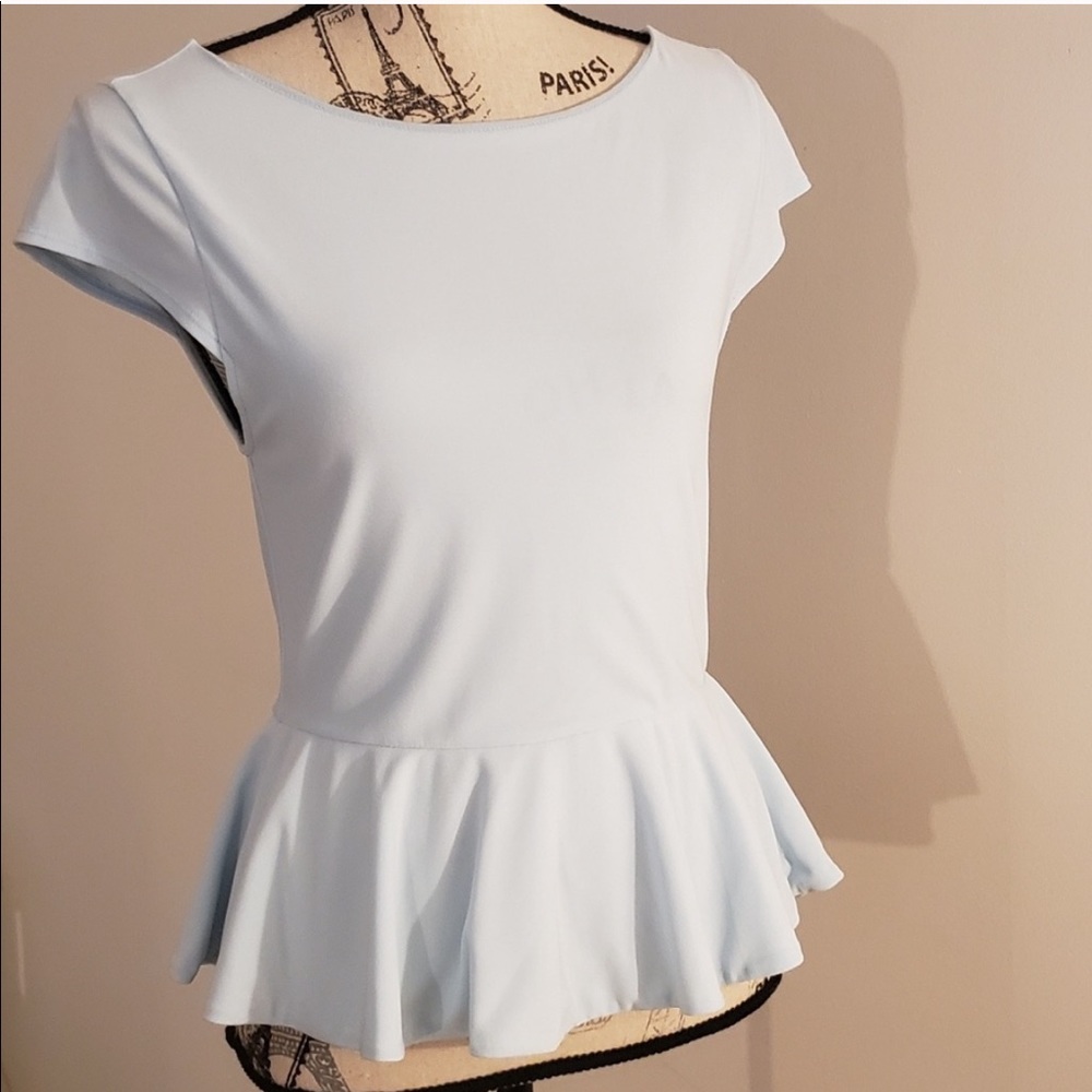 Alice + Olivia  Ella Stretch Crepe Peplum Top